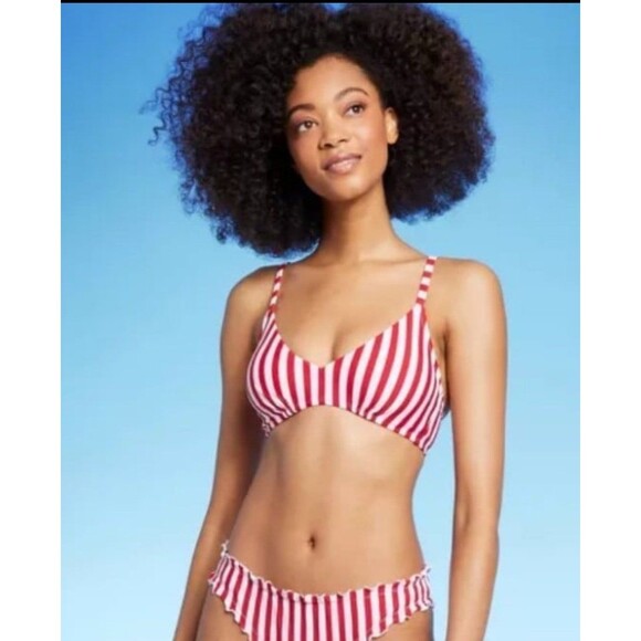 Women's Striped Hidden Underwire Bikini Top - Shade & Shore™ Red/White - Picture 1 of 2